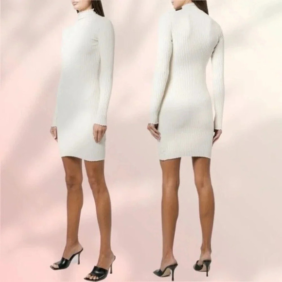 JOHN ELLIOTT GINZA RIb Long Sleeve Mock Mini Dress in Feather - Picture 2 of 15
